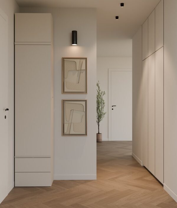 Garderobekast Q5245 – 50 × 238 × 35 cm – met kledingroede en 2 laden – Kasjmier beige - afbeelding 2
