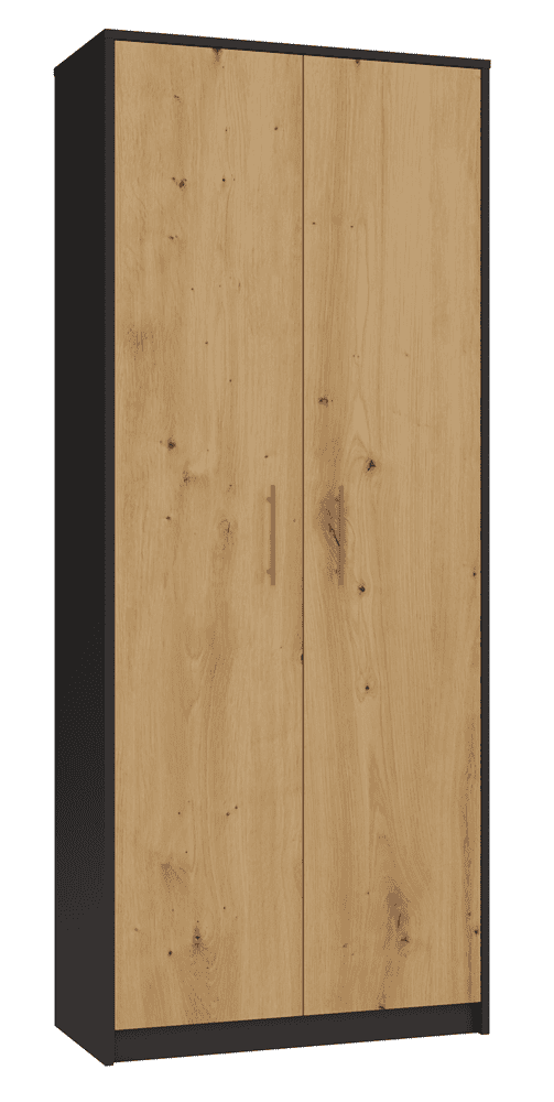 Opbergkast S8120 – 74 × 180 × 35 cm – Antraciet / Artisan eiken - afbeelding 2
