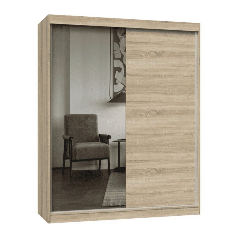 Kledingkast W8315 – 160 × 200 × 61 cm – spiegel – uitvoering A/B - Sonoma eiken