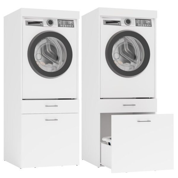 Wasmachinekast O8448 2S – 64 × 162 × 64 cm – 2 laden – met opbergruimte
