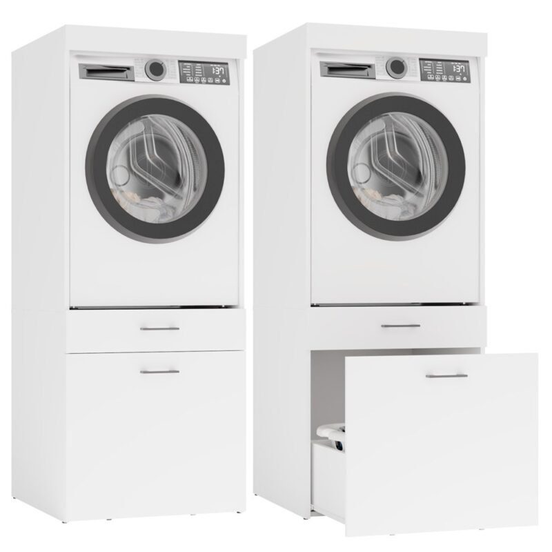 Image0001_mini Wasmachinekast O8448 2S – 64 × 162 × 64 cm – 2 laden – met opbergruimte