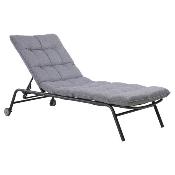Ligbed H8648 – 76 × 94 × 197 cm – Zwart / Grijs