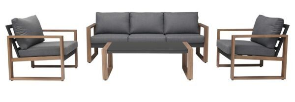 Tuinset F4879 – 3-zitsbank, fauteuil en tafel – Antraciet / Bruin