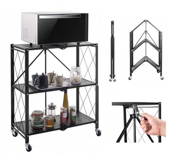 Metalen opbergrek J3127 – 72 × 87 × 34 cm – Zwart - afbeelding 2
