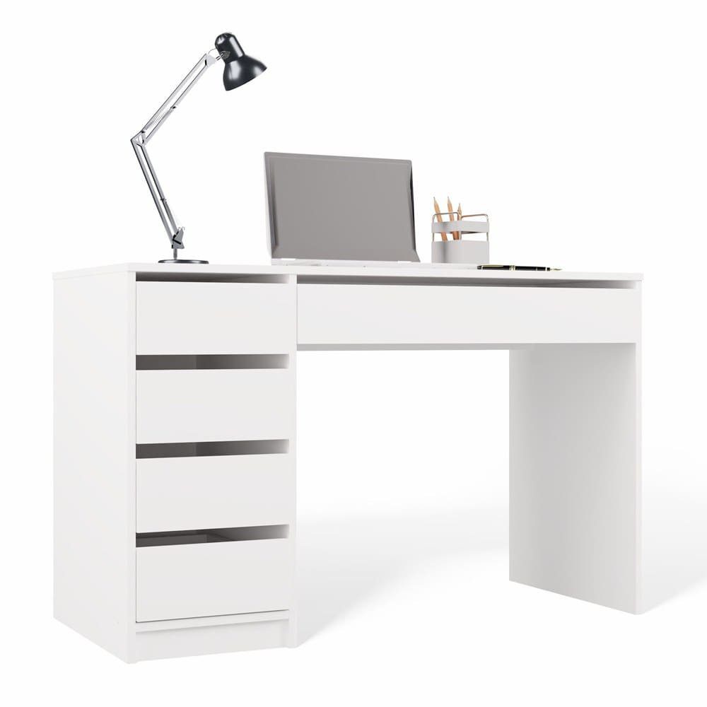 Bureau H7151 met 5 laden – 120 × 76,5 × 55 cm – Wit