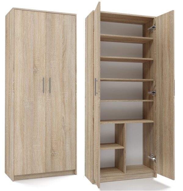 Opbergkast S8120 – 74 × 180 × 35 cm – Sonoma eiken